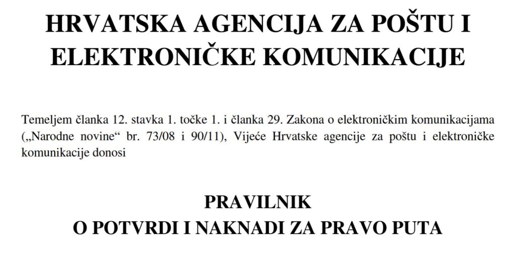 Pravilnik o naknadi za pravo puta